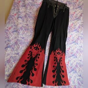 New Toxic Vision Designer Devil Screen Printed Tie Front Pants With Measurements